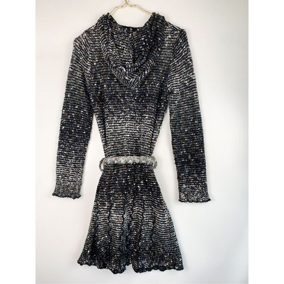 BCBGMaxazria Women's Cardigan Sweater Longline Hooded Acrylic Blend Black Small - Picture 7 of 8